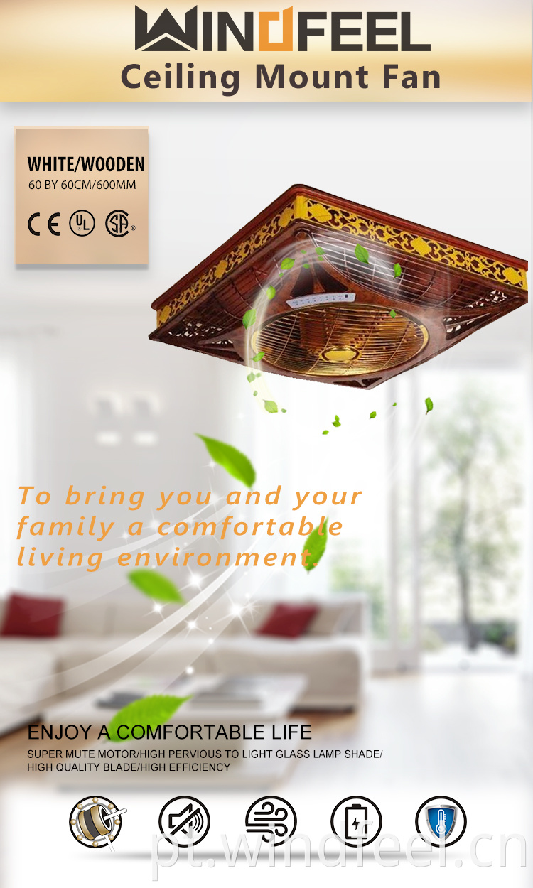 Ventilador de teto luxuoso doméstico com luz CB CE